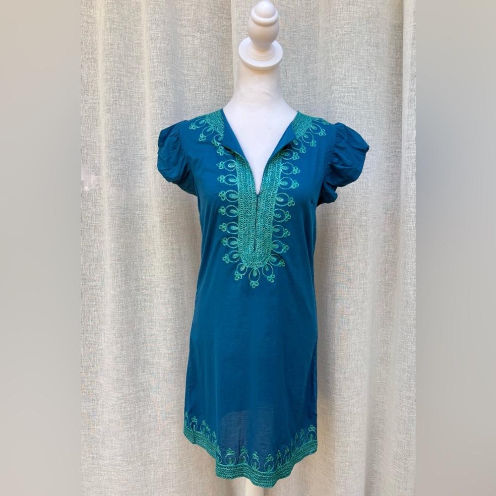 Calypso St. Barth blue short sleeve mini dress